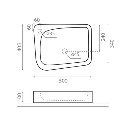 Bathco 4001 - Lavabo sobre encimera ARAGON 50x40,5 cm porcelana/blanco