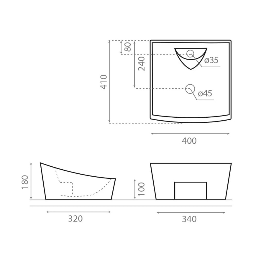 Bathco 4002 - Lavabo sobre encimera SORIA 40x41 cm porcelana/blanco