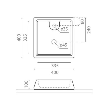 Bathco 4003 - Lavabo para encimera GALICIA 40x40 cm porcelana/blanco