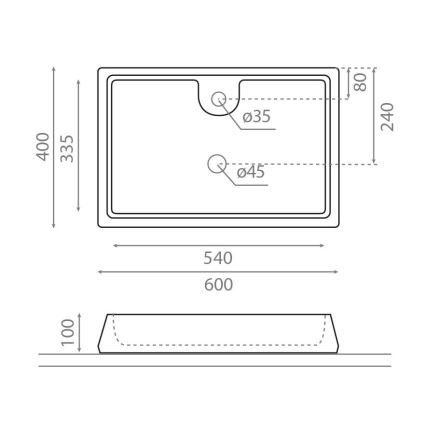 Bathco 4004 - Lavabo sobre encimera GALICIA 60 x 40 cm porcelana/blanco