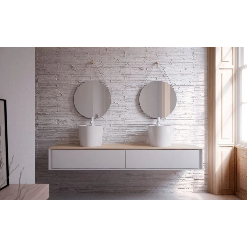 Bathco 4057 - Lavabo sobre encimera FLORENCIA, diámetro 42 cm, porcelana/blanco