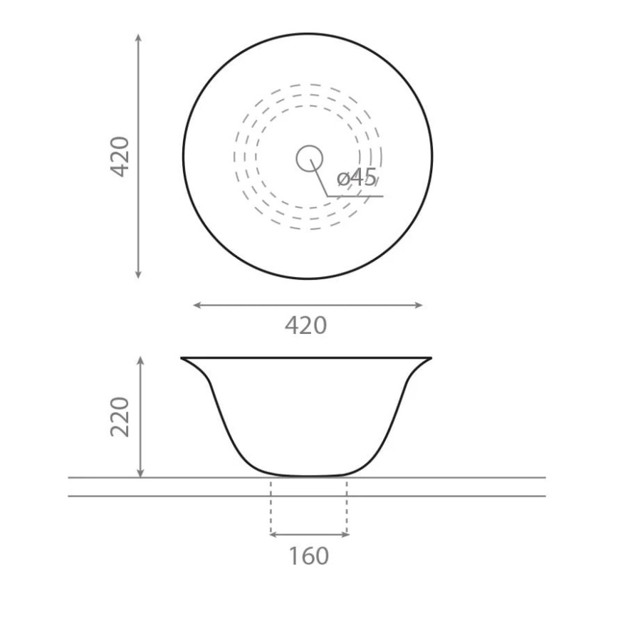 Bathco 4062 - Lavabo sobre encimera NORDIC Ø 42 cm, porcelana blanca