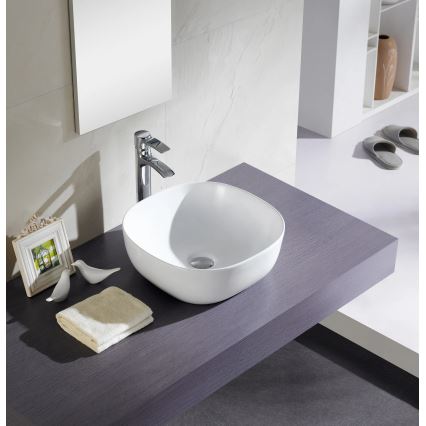 Bathco 4071 - Lavabo sobre encimera OLEA 41x41 cm porcelana/blanco
