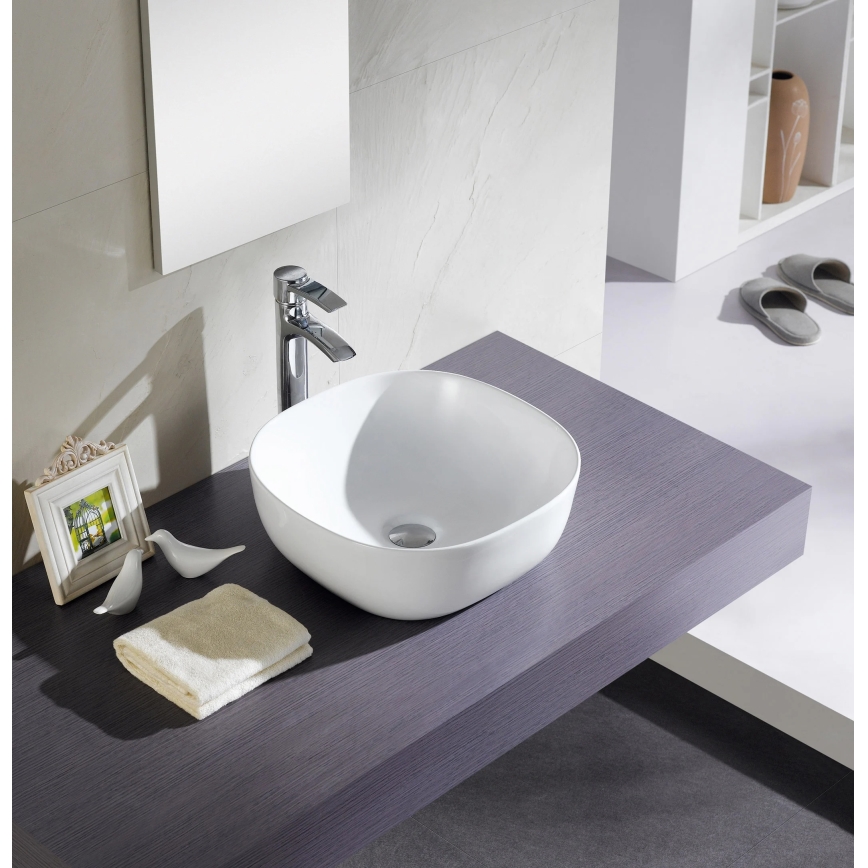 Bathco 4071 - Lavabo sobre encimera OLEA 41x41 cm porcelana/blanco