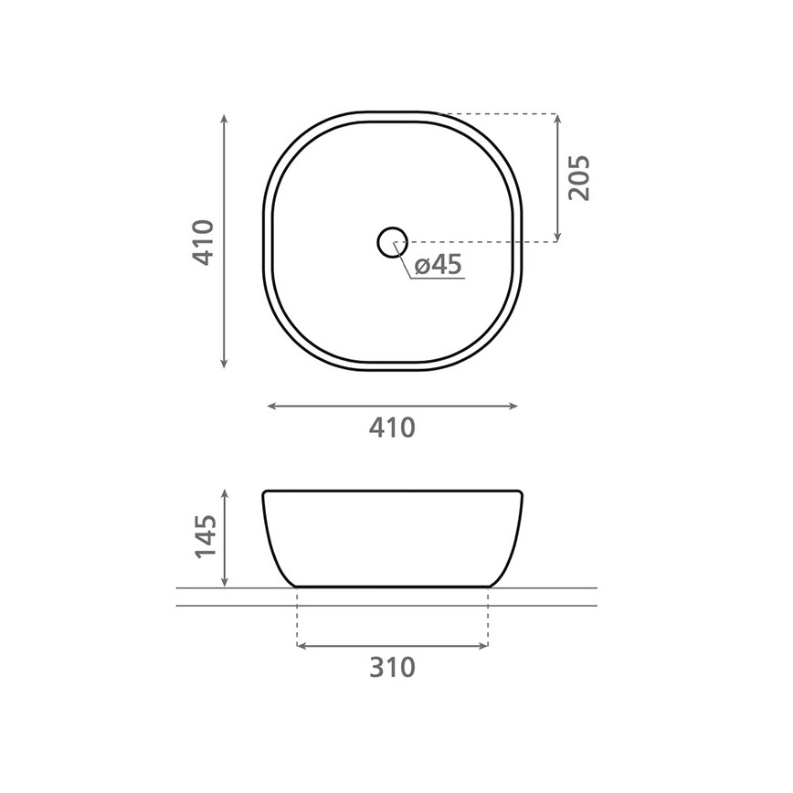 Bathco 4071 - Lavabo sobre encimera OLEA 41x41 cm porcelana/blanco