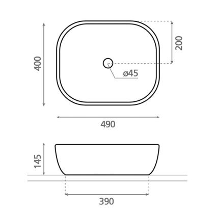 Bathco 4072 - Lavabo sobre encimera OLEA 49x40 cm porcelana/blanco