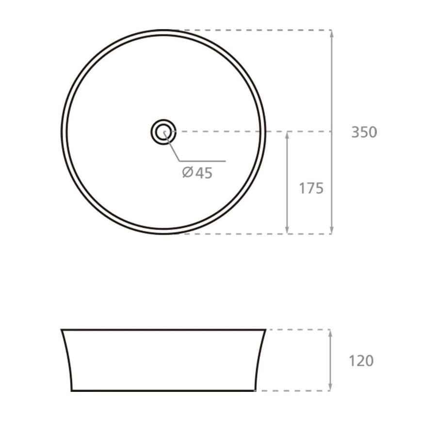 Bathco 4086 - Lavabo sobre encimera VOLTA Ø 35 cm porcelana/blanco