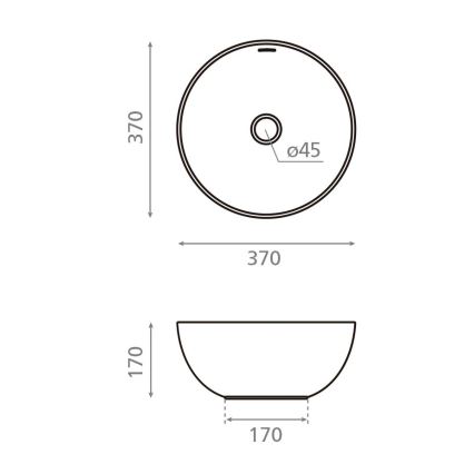Bathco 4131 - Lavabo sobre encimera BARI Ø 37 cm porcelana/blanco