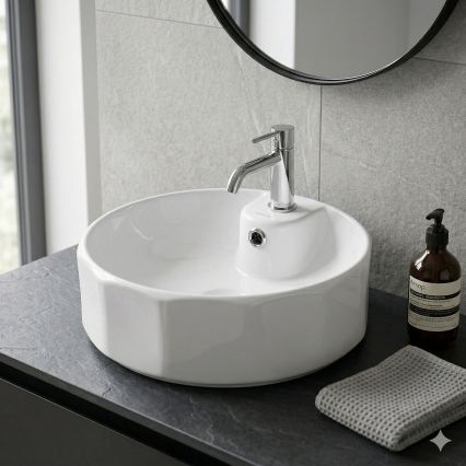 Bathco 4158 - Lavabo sobre encimera CIRCUS Ø 42 cm porcelana/blanco