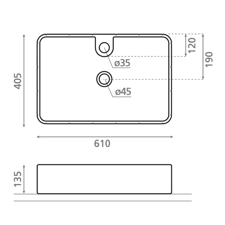 Bathco 4161 - Lavabo sobre encimera CIRCUS 61 x 40,5 cm porcelana/beige