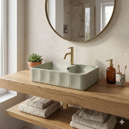 Bathco 4161 - Lavabo sobre encimera CIRCUS 61 x 40,5 cm porcelana/beige