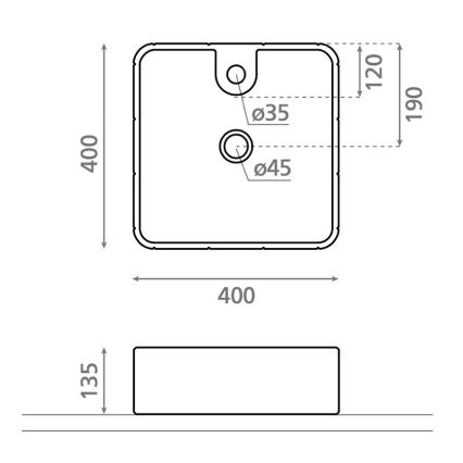 Bathco 4162 - Lavabo sobre encimera CIRCUS 40x40 cm porcelana/beige