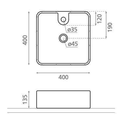 Bathco 4163 - Lavabo sobre encimera CIRCUS 40x40 cm porcelana/blanco