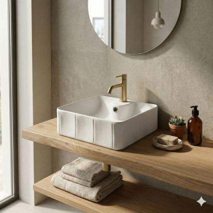 Bathco 4163 - Lavabo sobre encimera CIRCUS 40x40 cm porcelana/blanco
