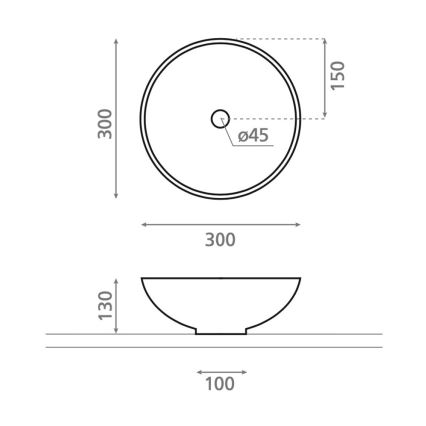 Bathco 4914 - Lavabo sobre encimera DAKAR Ø 30 cm porcelana/blanco