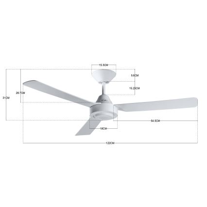 BAYSIDE 213015 - Ventilador de techo CALYPSO blanco
