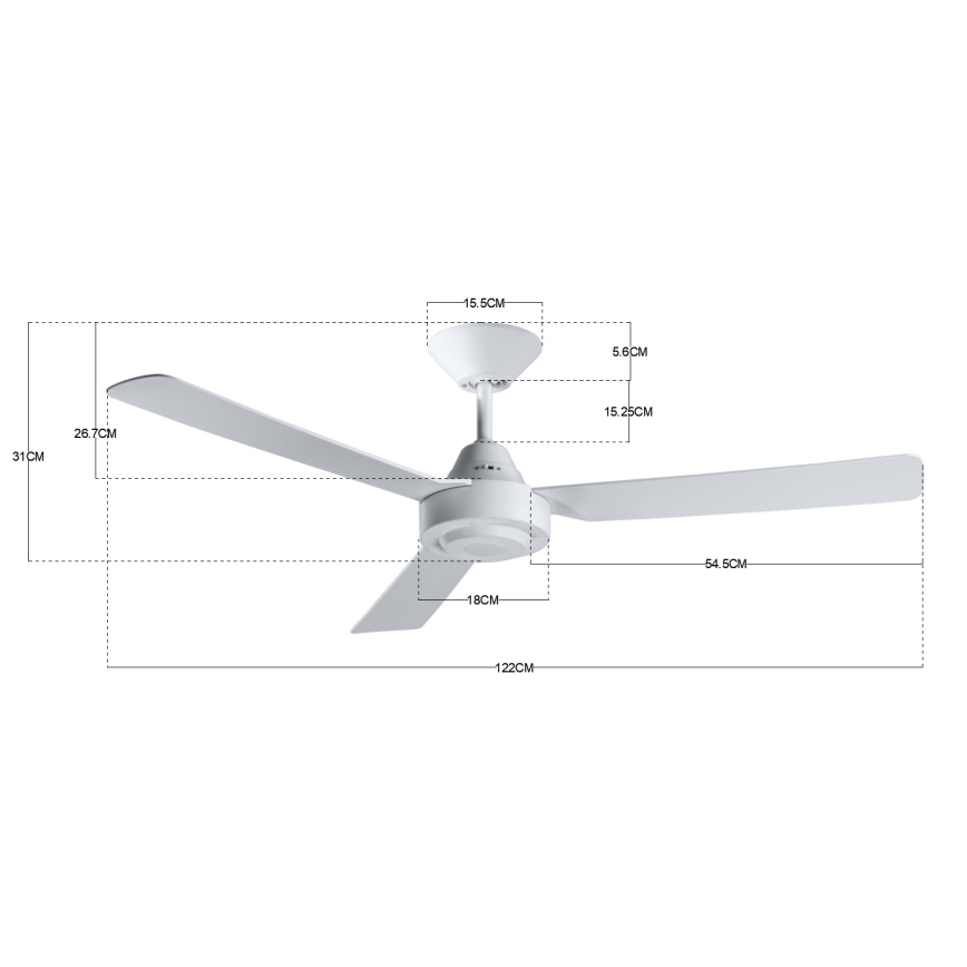 BAYSIDE 213015 - Ventilador de techo CALYPSO blanco