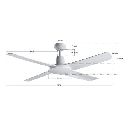 BAYSIDE 213025 - Ventilador de techo de exterior NAUTILUS IP55 blanco