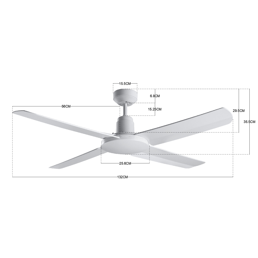 BAYSIDE 213025 - Ventilador de techo de exterior NAUTILUS IP55 blanco