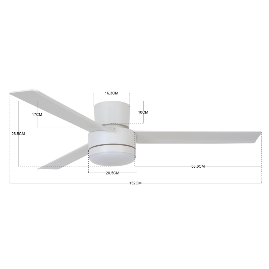 BAYSIDE 213036 - Ventilador de techo LED LAGOON GX53/17W/230V blanco + control remoto