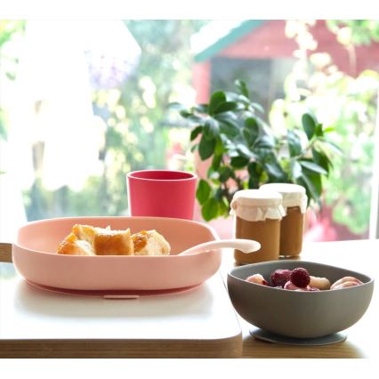 Beaba - Juego de comedor infantil Rosa 4 piezas