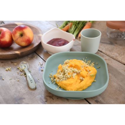 Beaba - Set de alimentación infantil Sage Green, 4 piezas