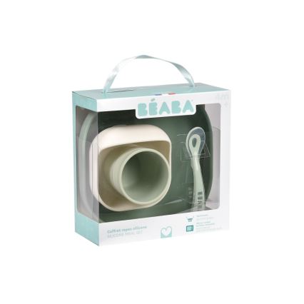 Beaba - Set de alimentación infantil Sage Green, 4 piezas