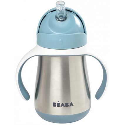 Beaba - Taza termoaislante con pajita 250 ml azul