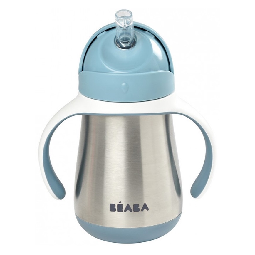Beaba - Taza termoaislante con pajita 250 ml azul