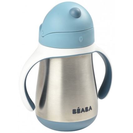 Beaba - Taza termoaislante con pajita 250 ml azul