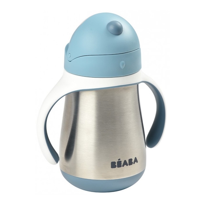 Beaba - Taza termoaislante con pajita 250 ml azul
