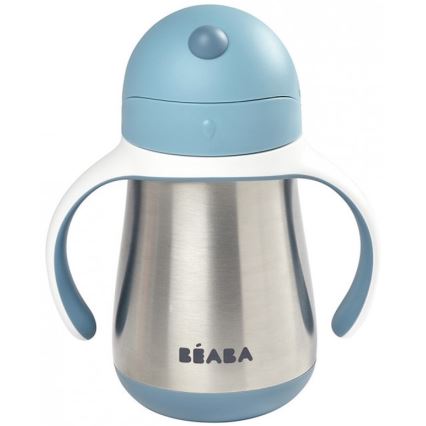 Beaba - Taza termoaislante con pajita 250 ml azul