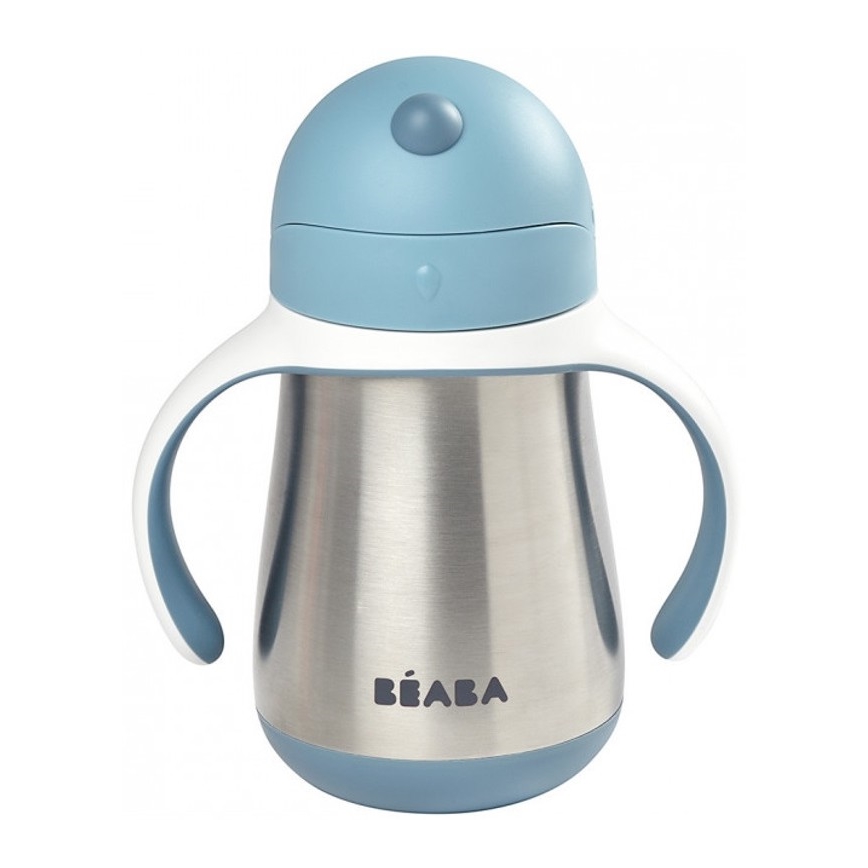 Beaba - Taza termoaislante con pajita 250 ml azul