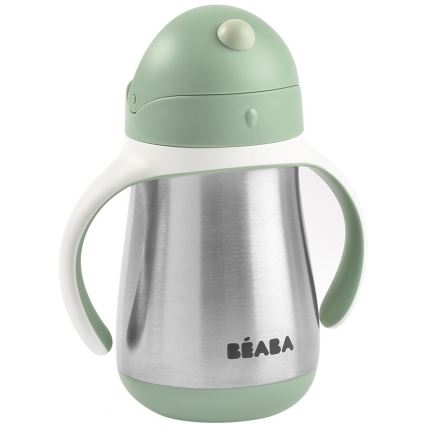 Beaba - Taza termoaislante con pajita 250 ml verde