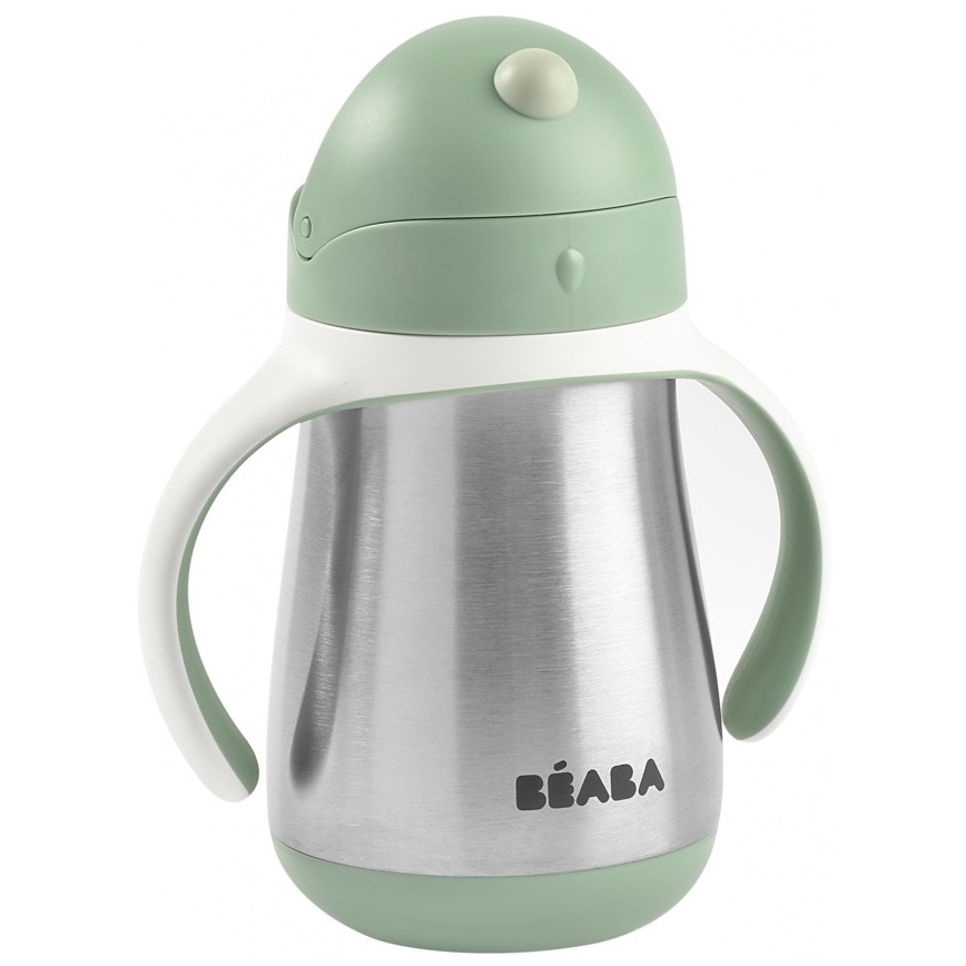 Beaba - Taza termoaislante con pajita 250 ml verde
