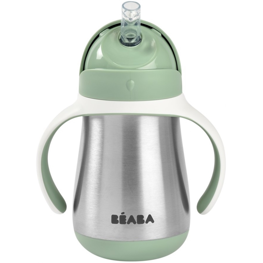 Beaba - Taza termoaislante con pajita 250 ml verde