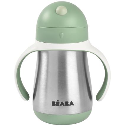 Beaba - Taza termoaislante con pajita 250 ml verde