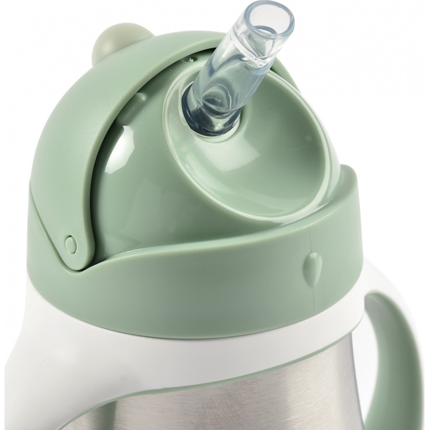 Beaba - Taza termoaislante con pajita 250 ml verde