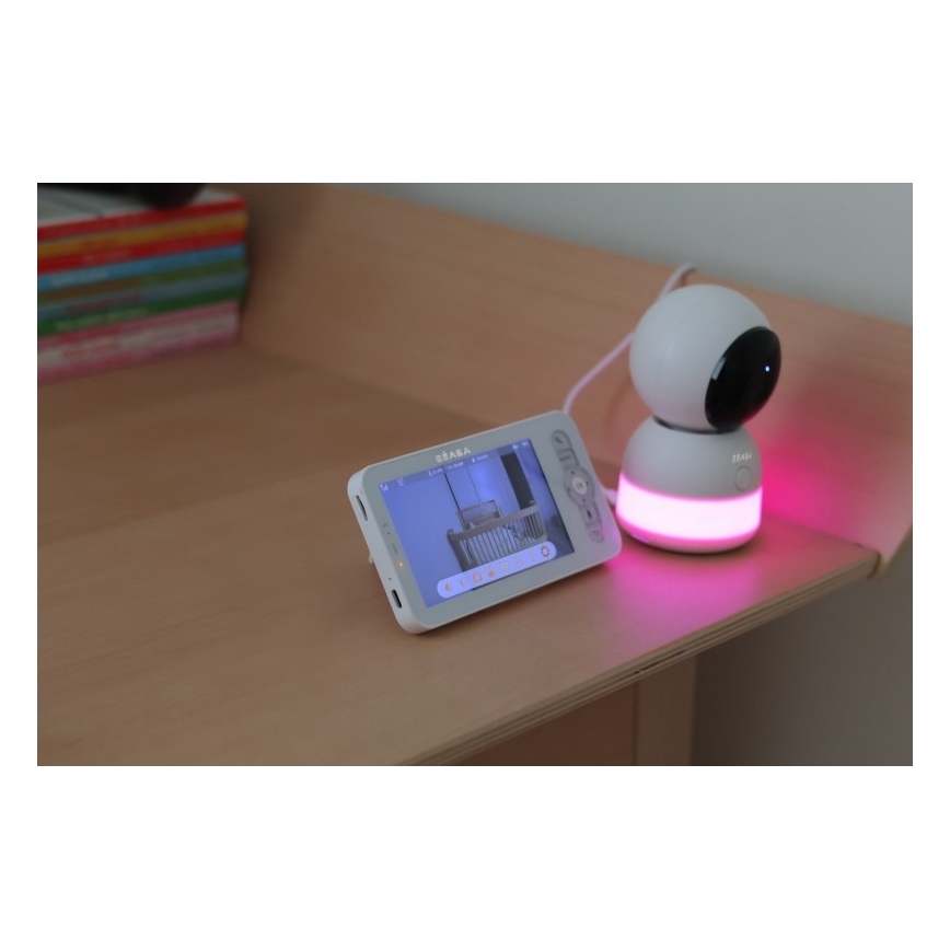 Beaba - Vigilabebés inteligente recargable con monitor ZEN NIGHT 720p 5V 4000 mAh Wi-Fi blanco