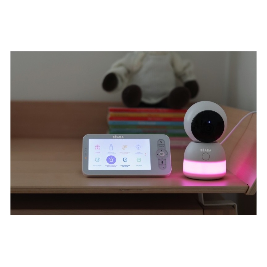 Beaba - Vigilabebés inteligente recargable con monitor ZEN NIGHT 720p 5V 4000 mAh Wi-Fi blanco