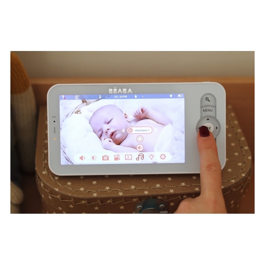 Beaba - Vigilabebés inteligente recargable con monitor ZEN NIGHT 720p 5V 4000 mAh Wi-Fi blanco