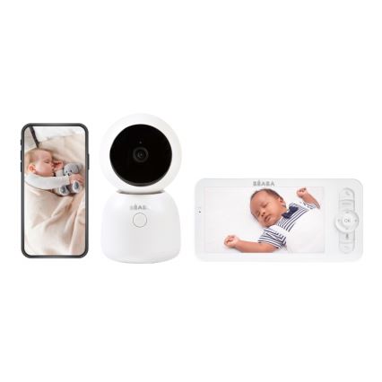 Beaba - Vigilabebés inteligente recargable con monitor ZEN NIGHT 720p 5V 4000 mAh Wi-Fi blanco
