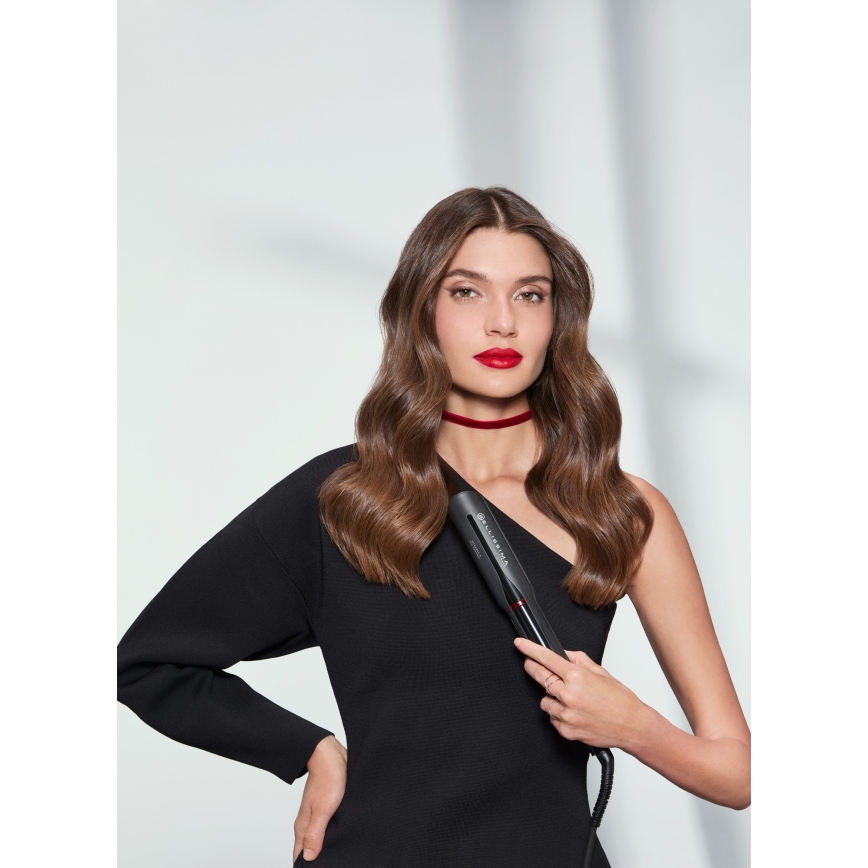 Bellissima 11948 - Plancha de pelo con pantalla LCD y tecnología infrarroja 60W/230V, negra