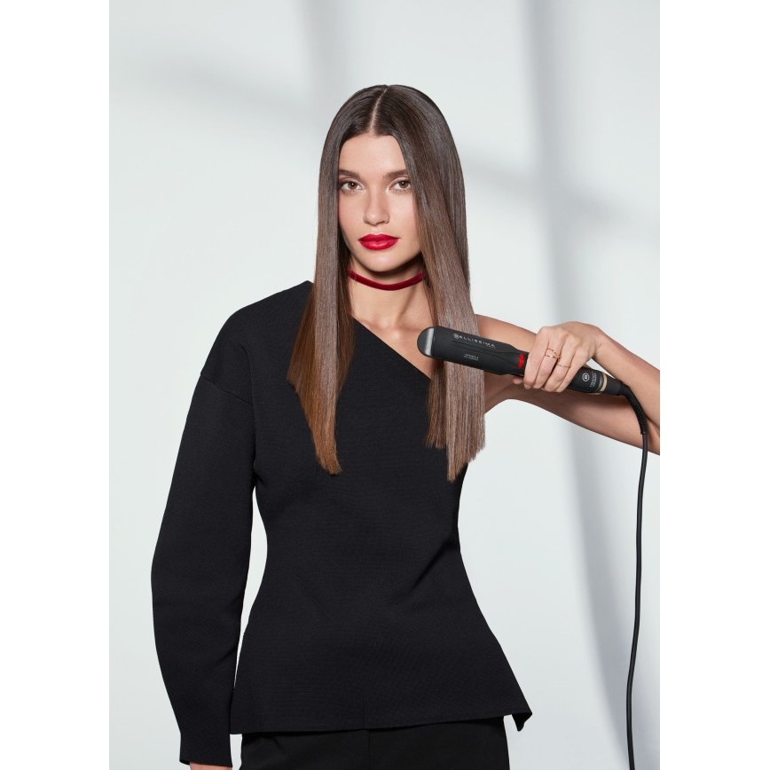 Bellissima 11948 - Plancha de pelo con pantalla LCD y tecnología infrarroja 60W/230V, negra