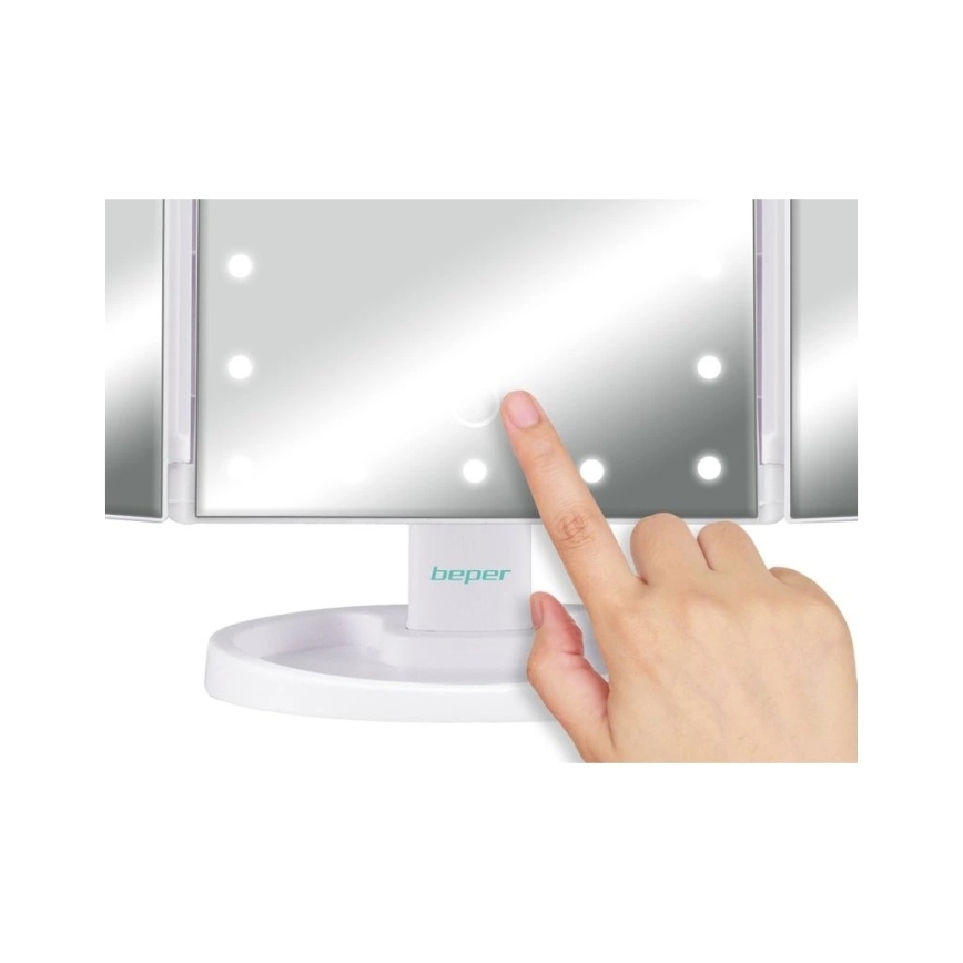 Beper - Espejo de maquillaje con iluminación LED 4xAAA/5V