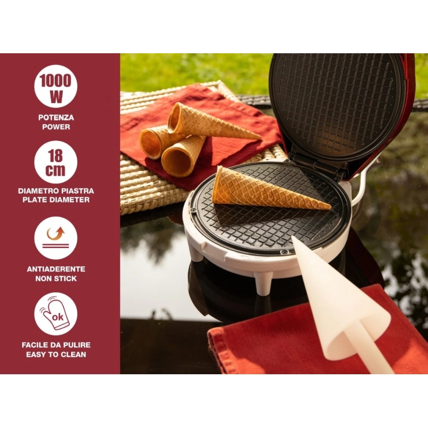 Beper - Gofrera 2 en 1 1000W/230V roja