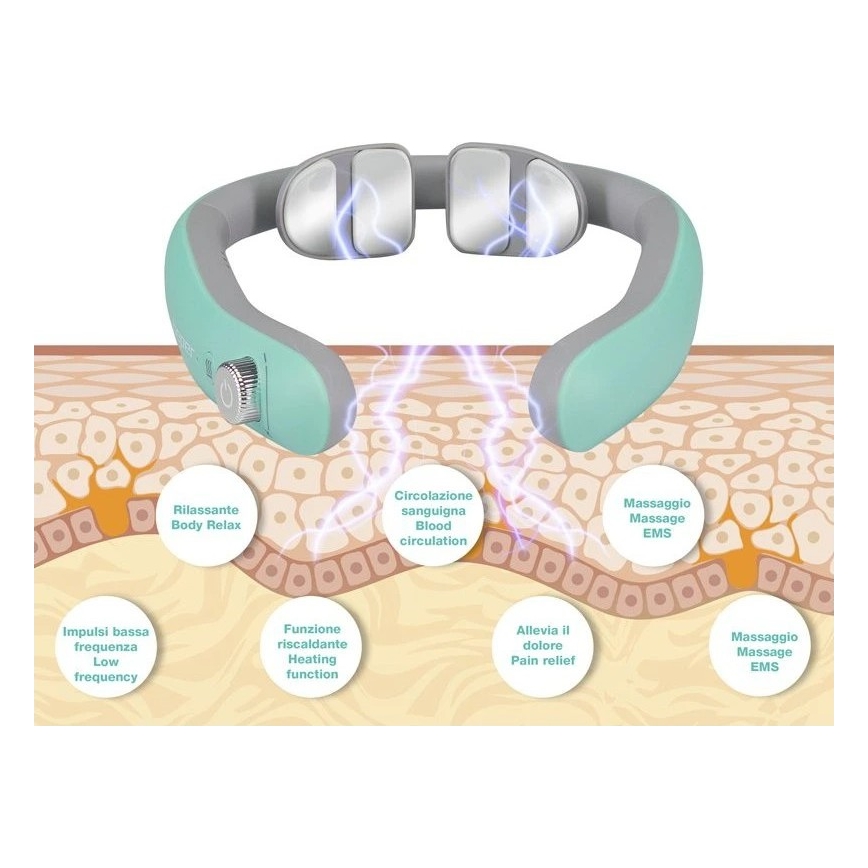 Beper - Masajeador de cuello recargable con EMS 5V/900 mAh verde menta