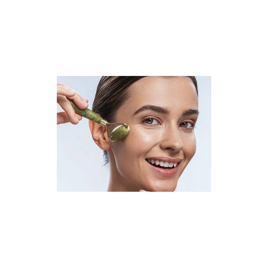 Beper - Rodillo de masaje y piedra Gua Sha de jade