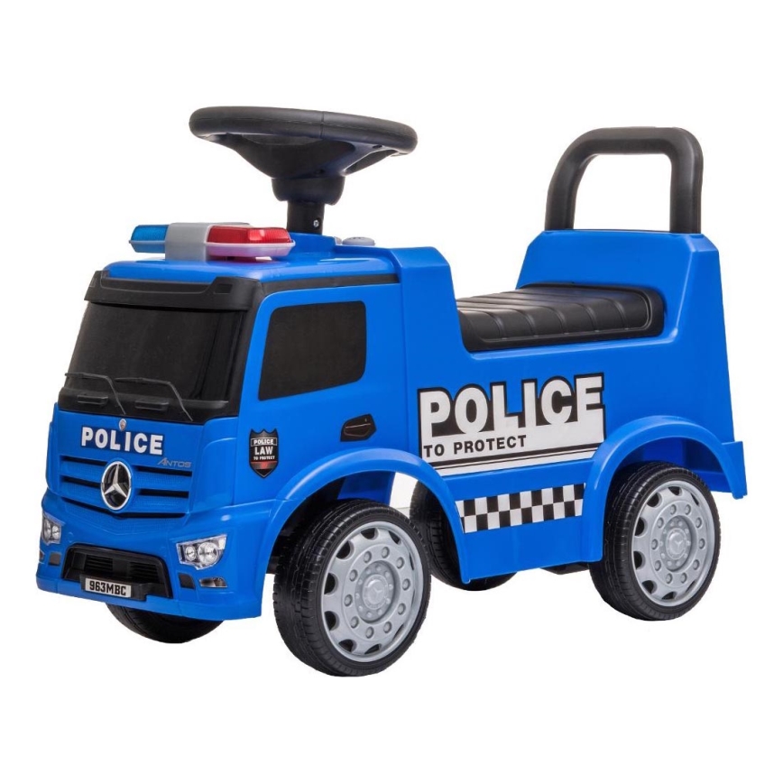 Bicicleta de empuje Mercedes Coche de policía 2xAA azul