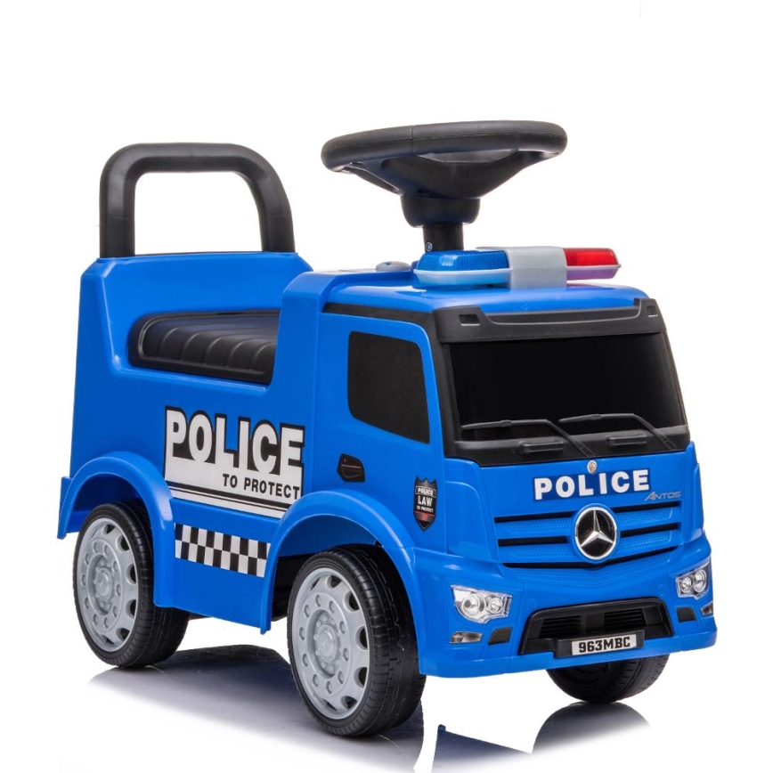 Bicicleta de empuje Mercedes Coche de policía 2xAA azul